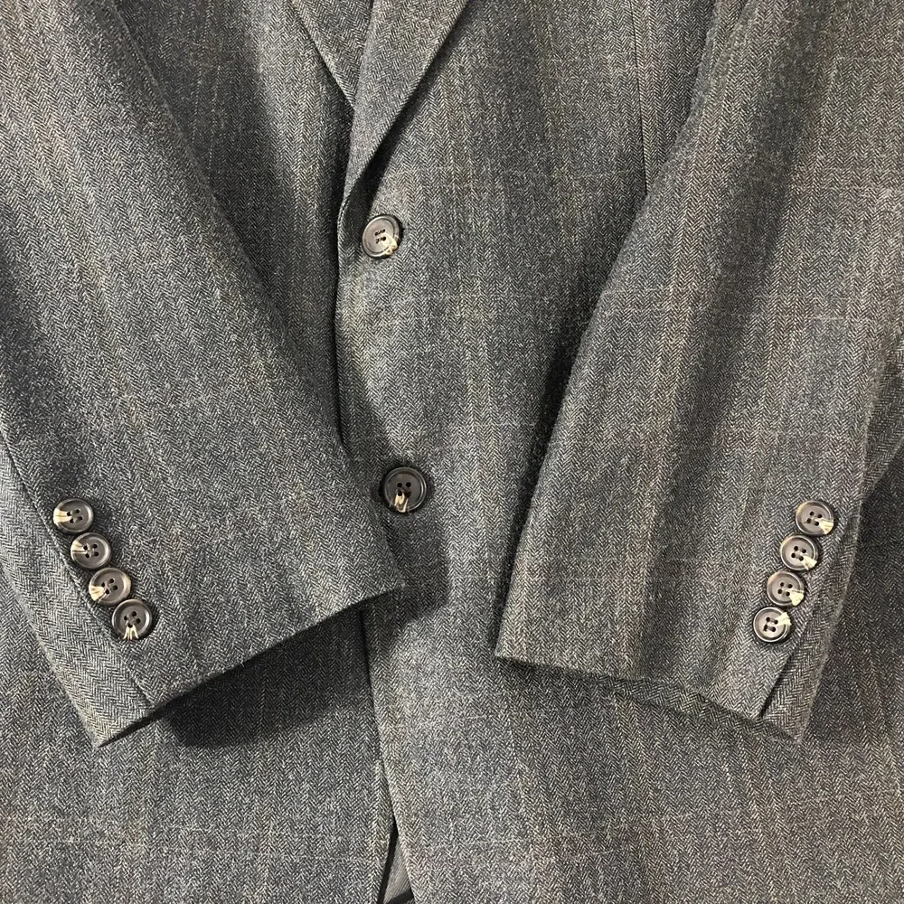 Chaps Ralph Lauren Blazer Mens 42S Gray Plaid Herringbone Sport Coat Suit Jacket